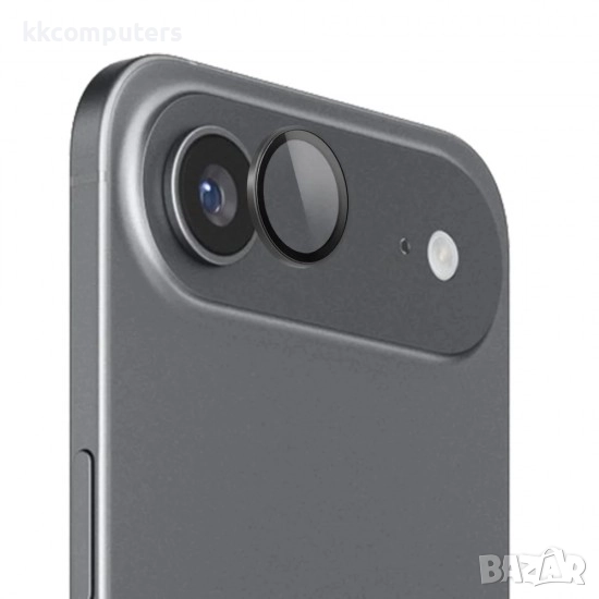 Стъклен протектор с метални рингове за задна камера MBX за Apple iPhone 17 Air, Черен, снимка 1