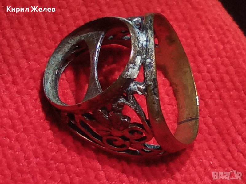 СТАРИНЕН БРОНЗОВ МАЙСТОРСКА АЖУРНА ИЗРАБОТКА ПРЪСТЕН с ПАТИНА 22221, снимка 1