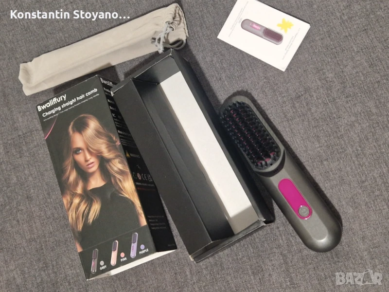 Преносима електрическа четка за коса с 3 температурни степени, снимка 1