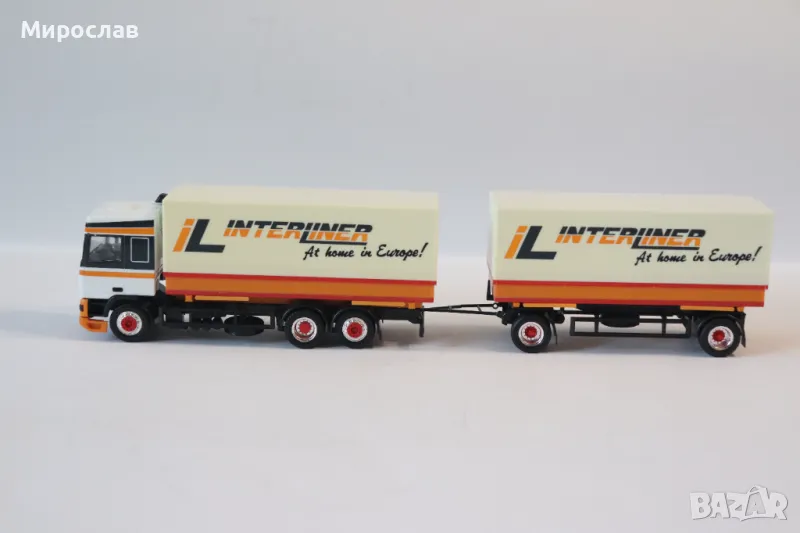 HERPA H0 1/87 ДАФ DAF КАМИОН ТИР МОДЕЛ КОЛИЧКА РЕМАРКЕ, снимка 1