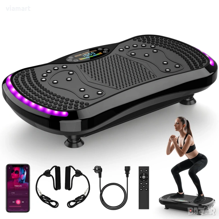 Фитнес вибрираща платформа Betuyoo 628B, 200 нива на интензивност, снимка 1