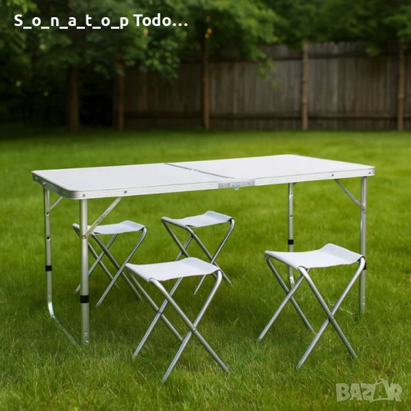 Комплект Сгъваема Маса и Столове , 4 Стола, Алуминиева, Сгъваема, , снимка 1