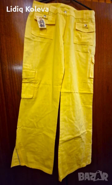 Дамски летен панталон, жълт цвят, снимка 1