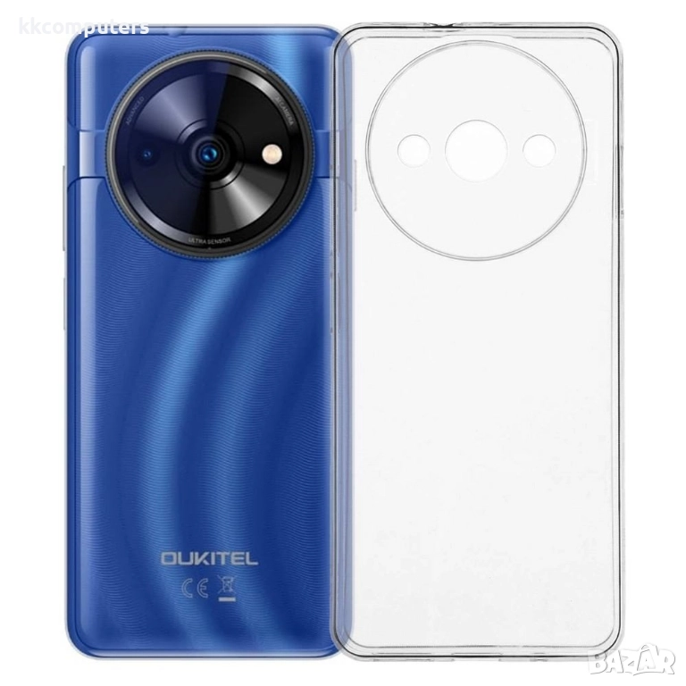 Калъф с протектор за Oukitel C59 Pro – мек TPU удароустойчив калъф, прозрачен или черен, снимка 1