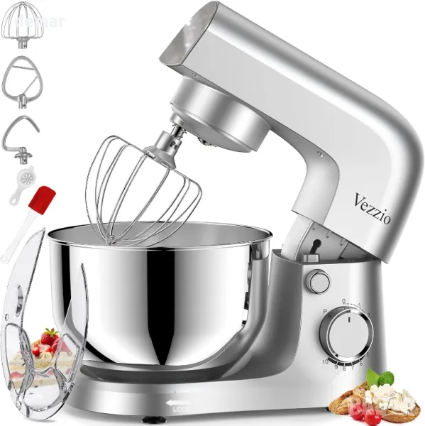Стоящ миксер Vezzio, 4,5 литра, 1500 W, 10 скорости, сребрист, снимка 1