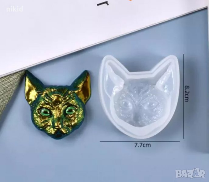 Голяма глава котка силиконов молд форма калъп за фондан шоколад гипс сапун смола , снимка 1