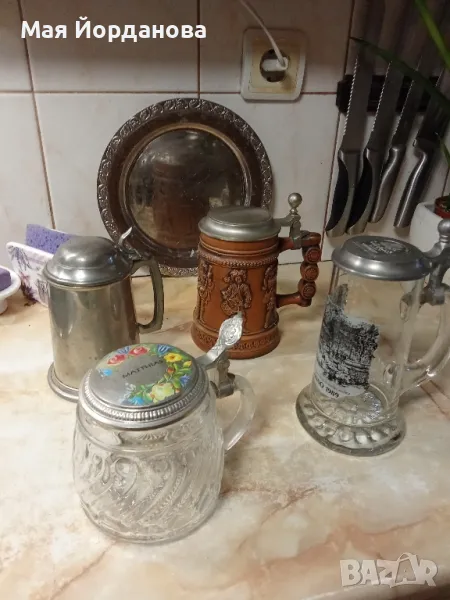 Стари, оригинални халби за бира, немски и английски., снимка 1