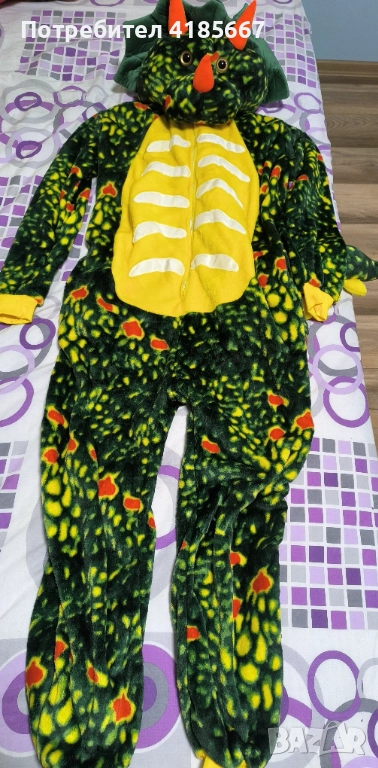 Пижама гащеризон, костюм за пижамено парти, динозавър, снимка 1