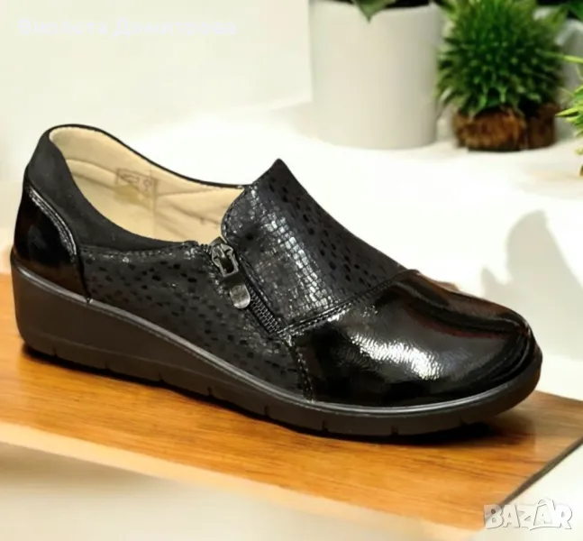 Дамски елегантни обувки с лачено бомбе, снимка 1