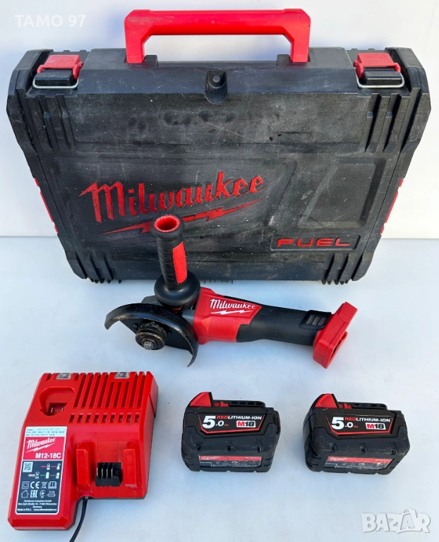 Milwaukee M18 CAG125X - Безчетков ъглошлайф 2x18V 5.0Ah перфектен!, снимка 1