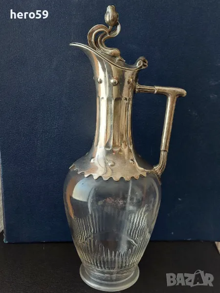 WMF-кана за вино,кристал и посребрен метал 1900г.вместимост 1200мл., снимка 1