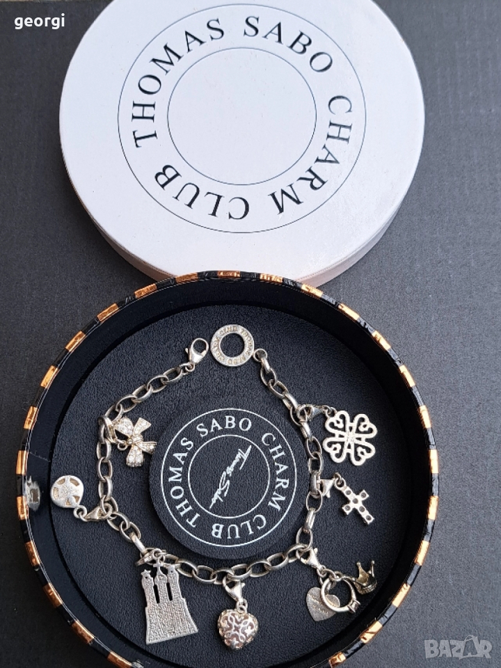сребърна гривна Thomas sabo Charm club със 7 талисманчета , снимка 1