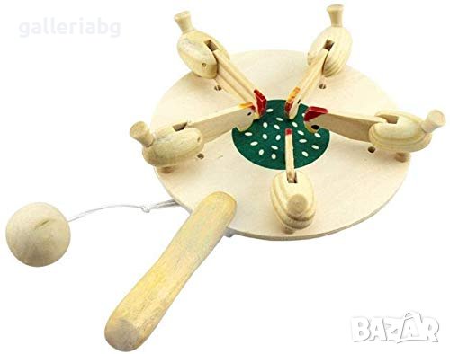 Дървени кокошки ядящи ориз , снимка 1