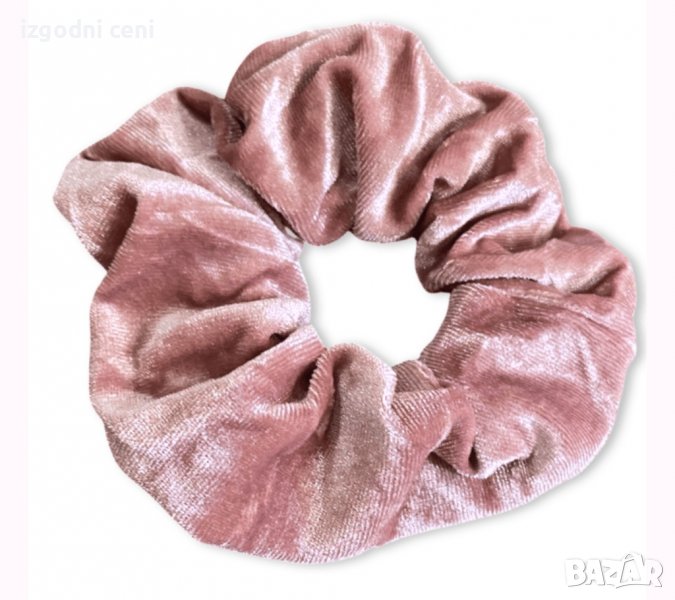 Скрънчи за коса, цвят пепел от рози, плюш, снимка 1