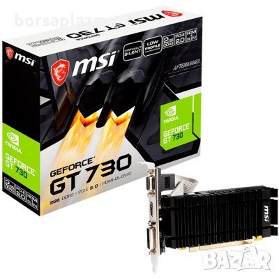 MSI Video Card Nvidia GT 730 N730K-2GD3H/LPV1 (GT730, 2GB DDR3 64bit, 1xHDMI, 1xDVI-D, 1xVGA, 23W, снимка 1