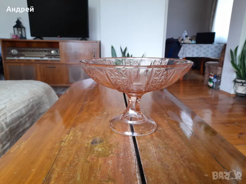 Стара стъклена фруктиера,купа #2, снимка 1