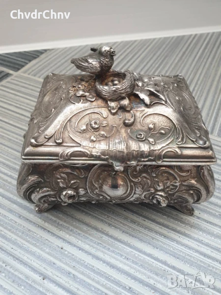 Малка стара ВМФ посребрена кутия за бижута Арт Нуво/WMF бижутерка 12x9x9см, снимка 1