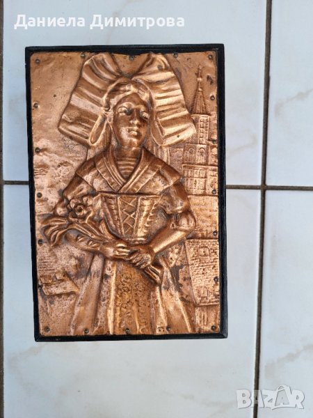 Старинна кутия комбинация дърво + мед, снимка 1