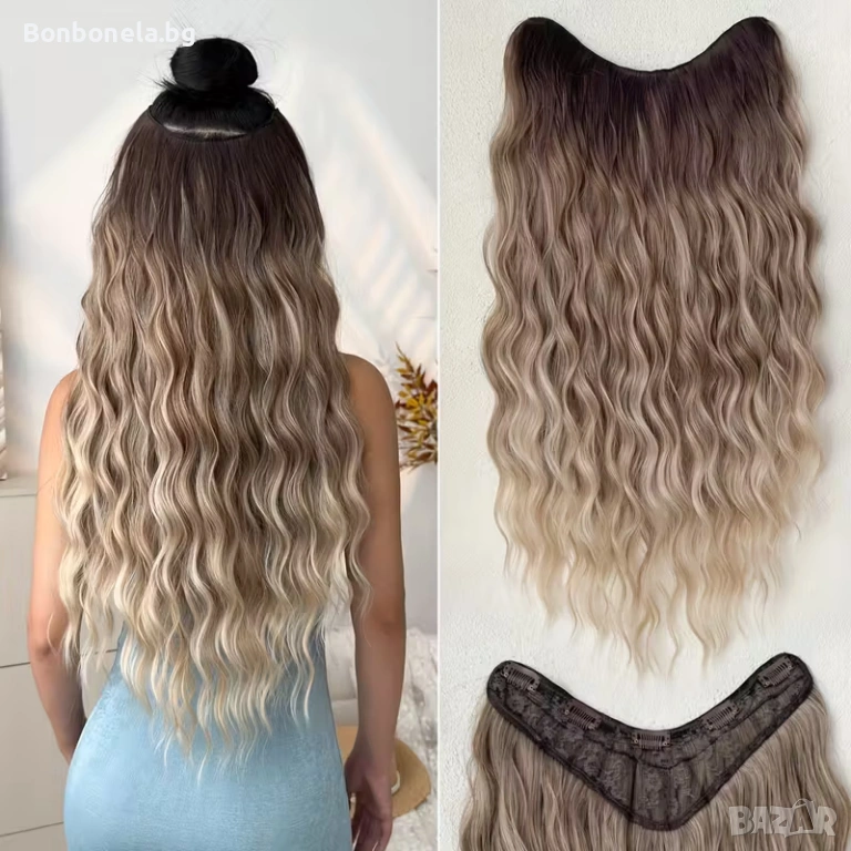 Екстеншън с клипс / Удължение за Коса /треса / треса с клипси , снимка 1