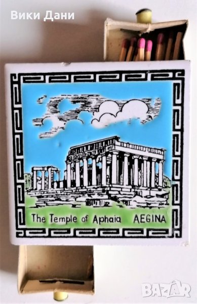 кибрит подложка порцелан ретро Temple of Aphaea Гърция остров Aigina, снимка 1