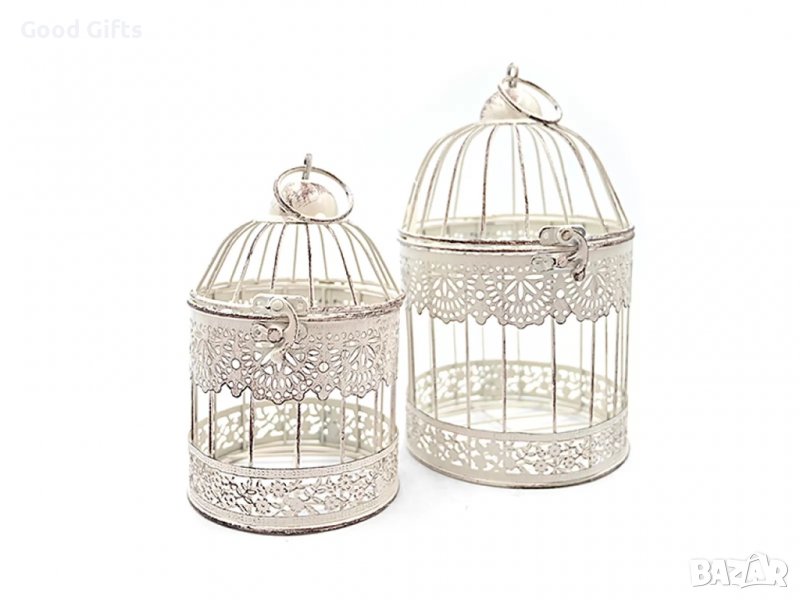 2 броя Метален Кафез за декорация CAGE KOLIBRI Бял Браш, снимка 1