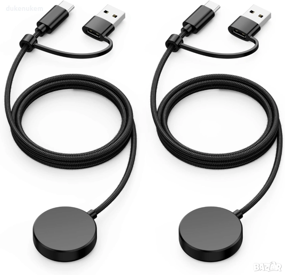 2 броя Зарядно за Samsung Galaxy Watch – USB-C, магнитно, снимка 1