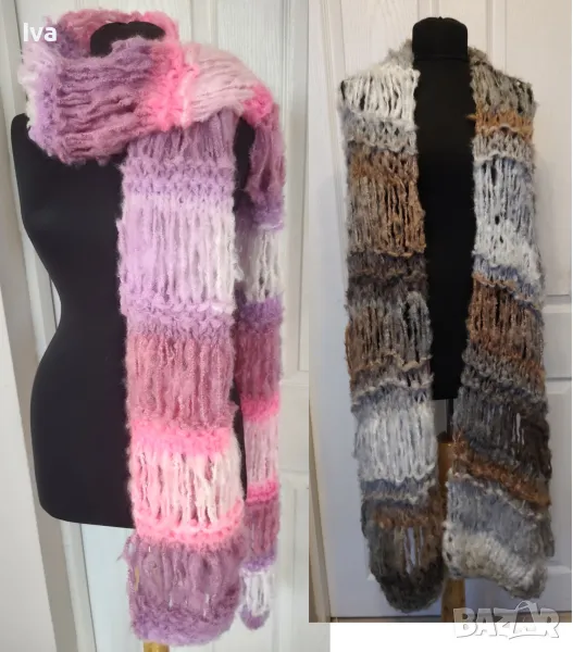   Ръчно изработен, много мек, лек с голям обем и топъл шал мохер в различни размери и цветове. Снуд,, снимка 1