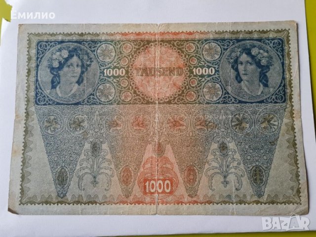 АВСТРИЯ 1000 КРОНИ 1919 год., снимка 2 - Нумизматика и бонистика - 35942856