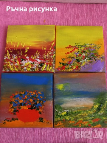 Авторски мини картини тема есен ,цена 10лв -картина и статив и големи картини , снимка 13 - Картини - 38707244