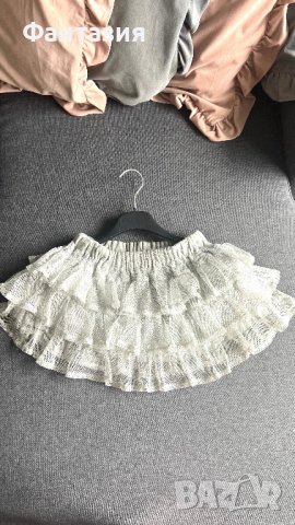 Детска сива тюлена къса пола за Коледа и фотосесия