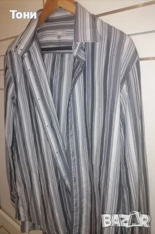 Нова Мъжка Риза с Яка и Дълъг Ръкав XL 