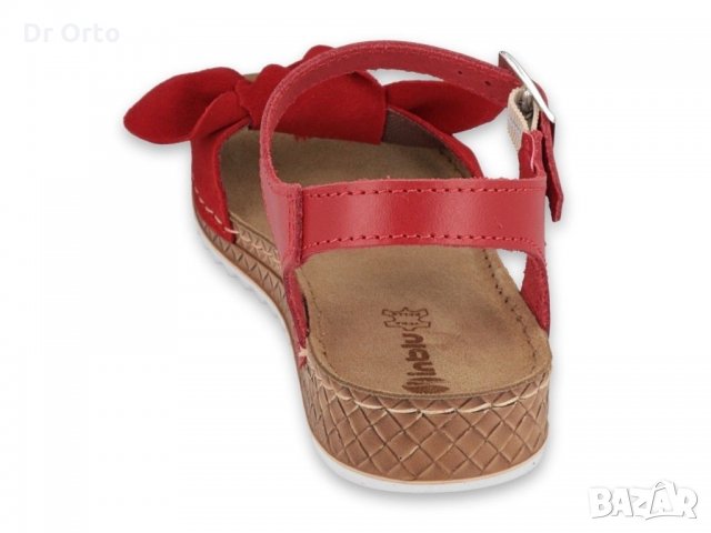 Дамски анатомични кожени сандали с панделка INBLU, Червени, снимка 3 - Сандали - 35982615