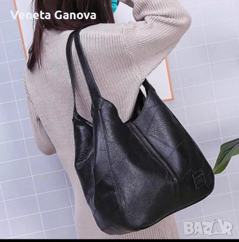 Дамска чанта в черно или бордо  с три прегради, снимка 2 - Чанти - 41787237