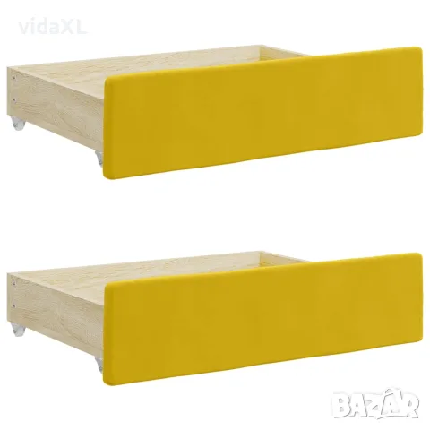 vidaXL Канапе с изтеглящо легло и чекмеджета жълто 100x200 см кадифе, снимка 9 - Спални и легла - 56146784