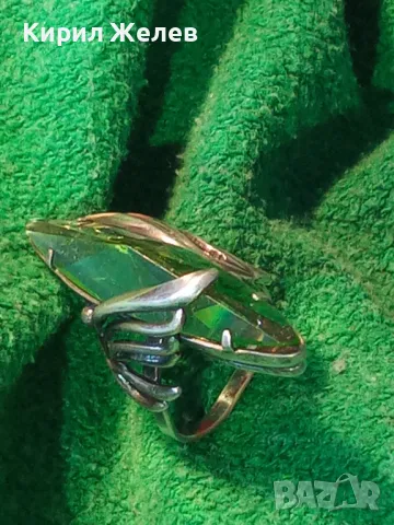 СТАР РУСКИ ДЕБЕЛО ПОСРЕБРЕН МЕЛХИОРЕН ПРЪСТЕН с ФАСЕТИРАН ЗЕЛЕН КРИСТАЛ ЧАСТ от КОМПЛЕКТ 25223, снимка 14 - Антикварни и старинни предмети - 49917244