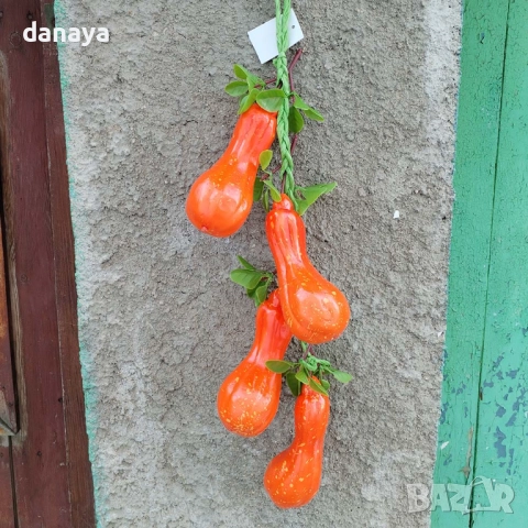 6072 Реалистични изкуствени тикви цигулка, 4 броя на връзка, снимка 2 - Изкуствени цветя - 51659106