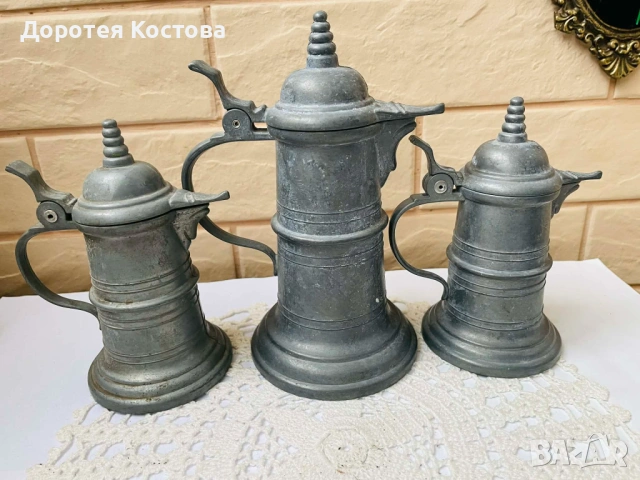 Красиви кани от цветен метал от Германия - 3 бр