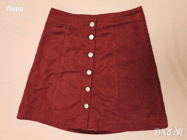 Къса велурена пола с копчета H&M