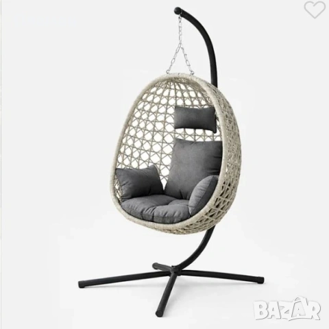 Висяща люлка тип яйце, гнездо с основа 91x65x107 cm, снимка 2 - Градински мебели, декорация  - 53599040