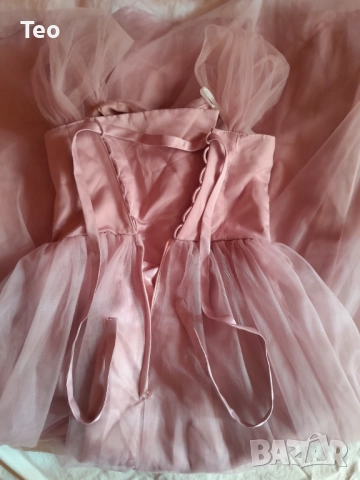 Официална дълга рокля, светло розово, тюл, снимка 12 - Рокли - 52931136