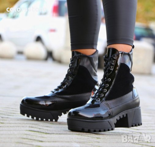 Черни ежадневни боти код L236, снимка 3 - Дамски боти - 35689039