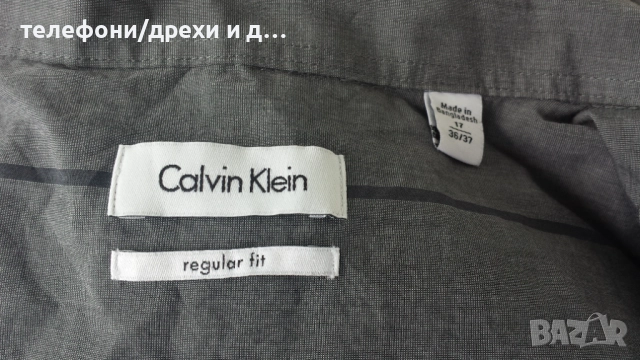 Оригинална памучна риза Calvin Klein Regular Fit (размер 17), снимка 5 - Ризи - 52590054