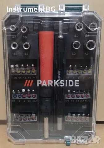 Комплект тресчотна отвертка с удължител + битове и вложки Parkside / Парксайд / - 40 части
