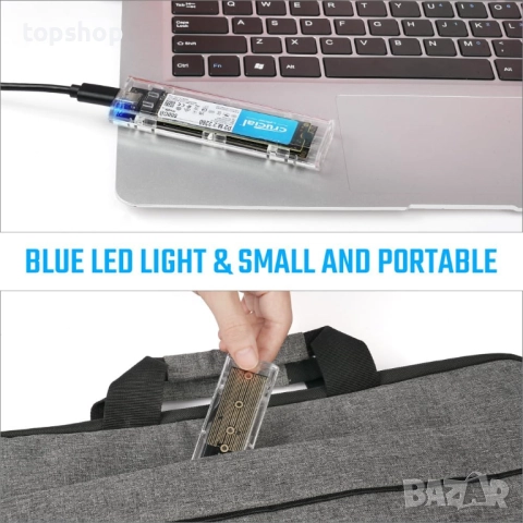 AXFEE M.2 NVMe SSD корпус, външен корпус с USB 3.1 Gen 2 NVMe без инструменти, USB C NVME адаптер..., снимка 8 - Кабели и адаптери - 52343972