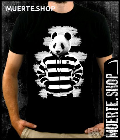 Черна тениска с щампа PANDA GUY
