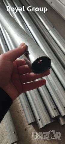 Поцинковани тръби - колове за ограда със 3 дупки двустранно. (+капачки) Дължина 2 м Дебелина 2 мм Ф , снимка 3 - Огради и мрежи - 51404621