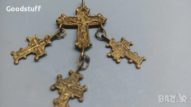 Бронзов възрожденски накит,кръст, Богородица, Исус, снимка 9 - Антикварни и старинни предмети - 52549102