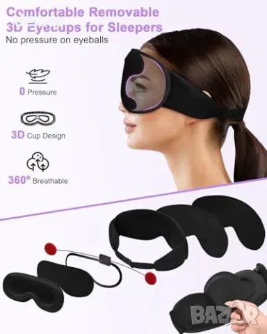 ZRUHIG смарт маска за сън с 3D говорители и Bluetooth, синьо, снимка 2 - Bluetooth слушалки - 55933492