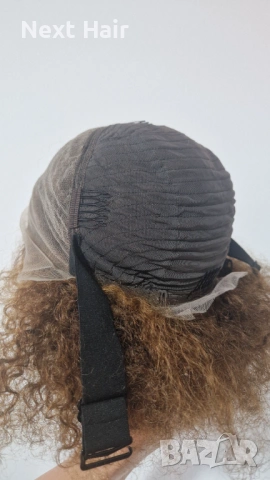 Къса естествена афро перука с обем - кафява с руси кичури | Lace Front 13x4, снимка 6 - Аксесоари за коса - 53287354