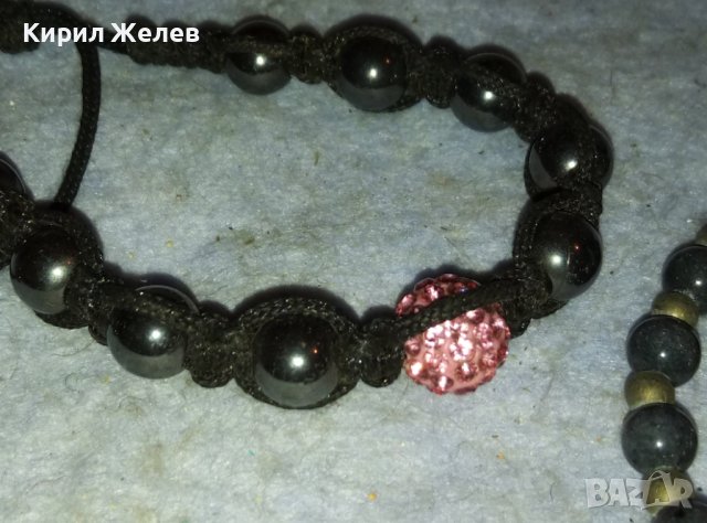 2 АРТ ГРИВНИ от ХЕМАТИТ и БРОНЗ с КРИСТАЛИ и СРЕБРИСТА ИКОНКА РЪЧНАХ ИЗРАБОТКА 56831, снимка 5 - Гривни - 42026441